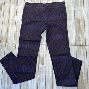 Free People Jeans Tapered Skinny Multicolor Aztec Print Womens Size 25